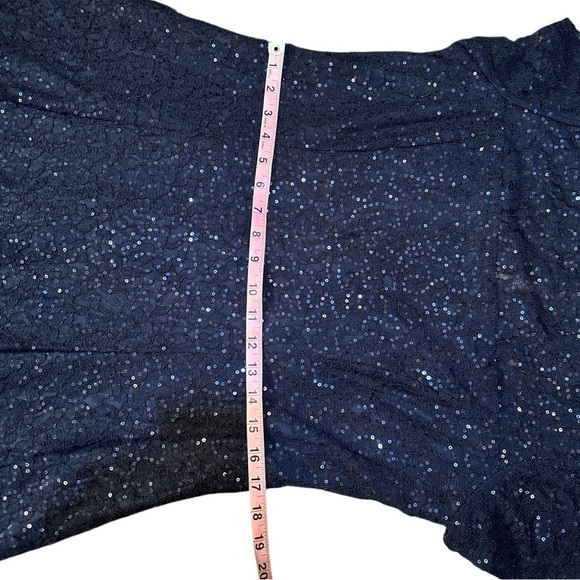 SLNY Navy Sequin Fit & Flare Dress Size 12P NWT - Picture 6 of 13